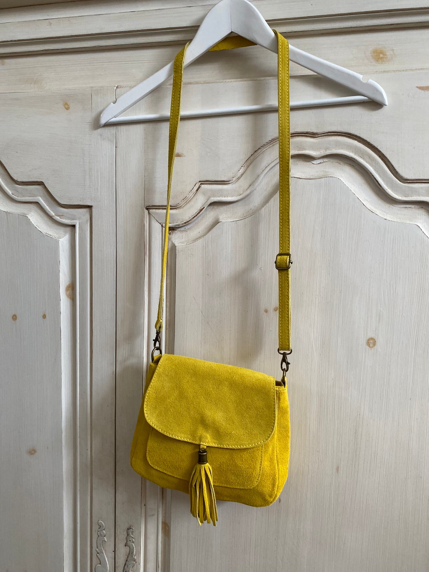 Besace croûte de cuir Jaune