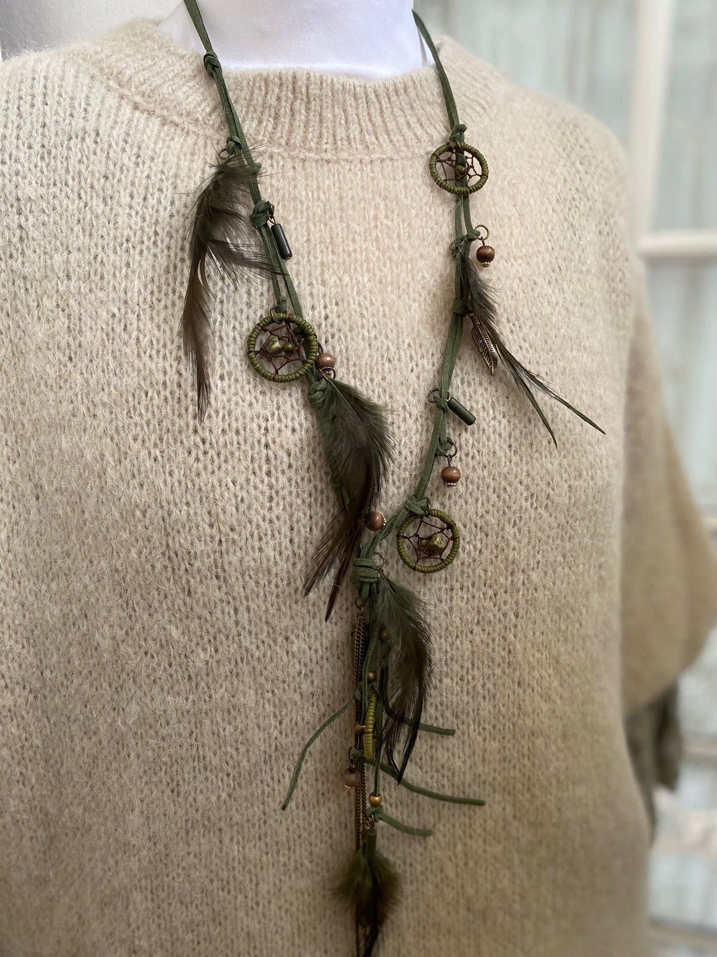 Collier Kaki attrape-rêve