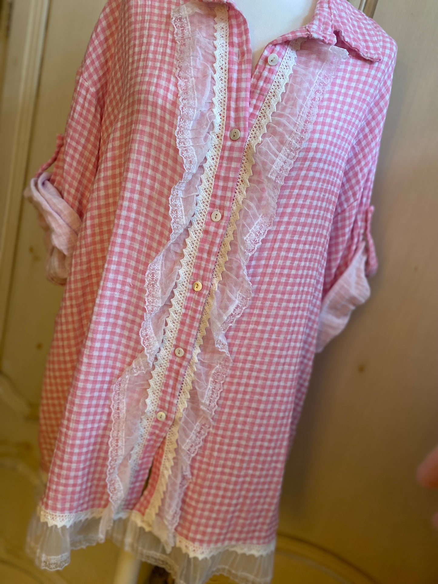 Tunique vichy rose du 40 au 48