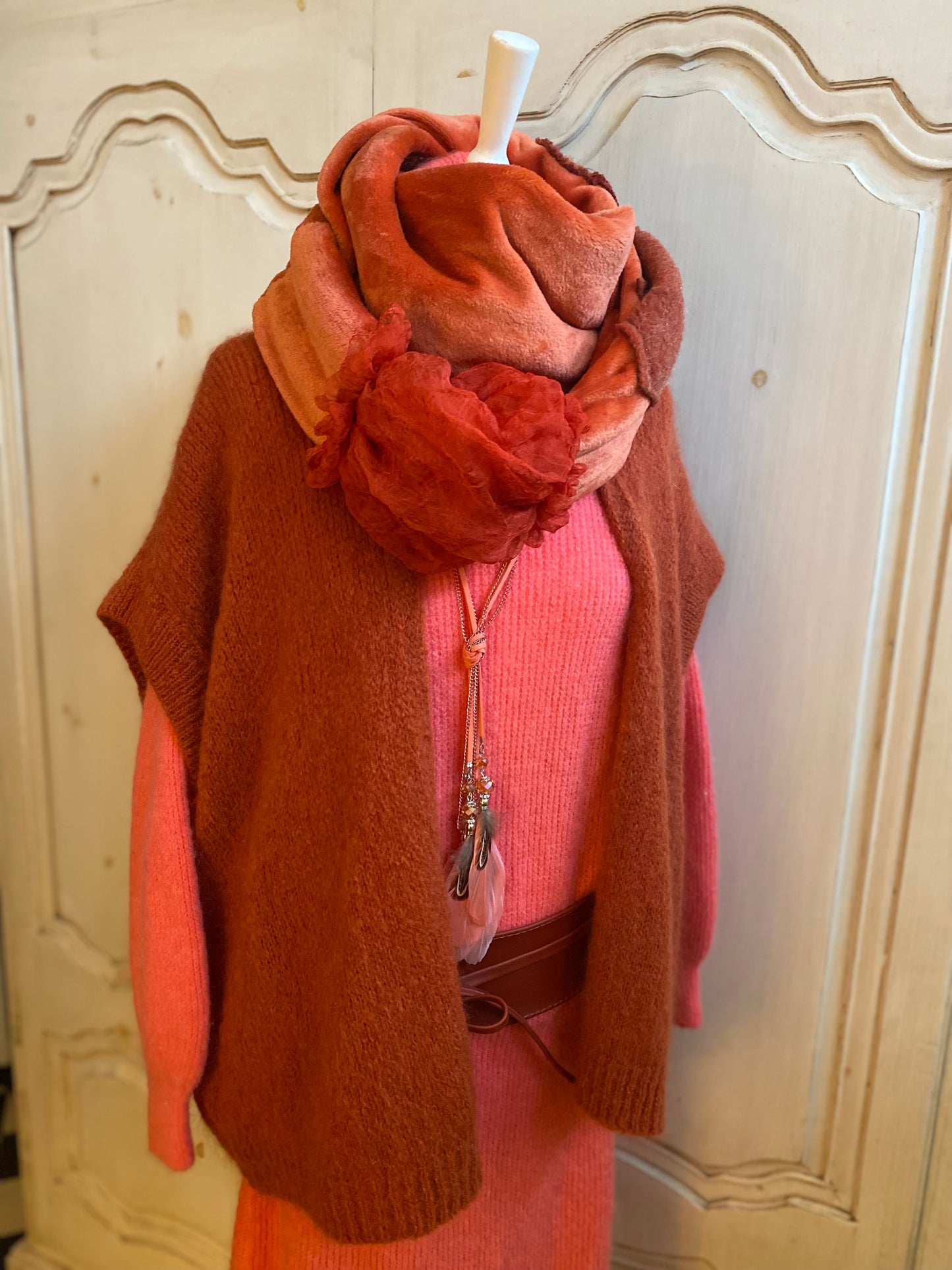 Snood pilou velours froufrou