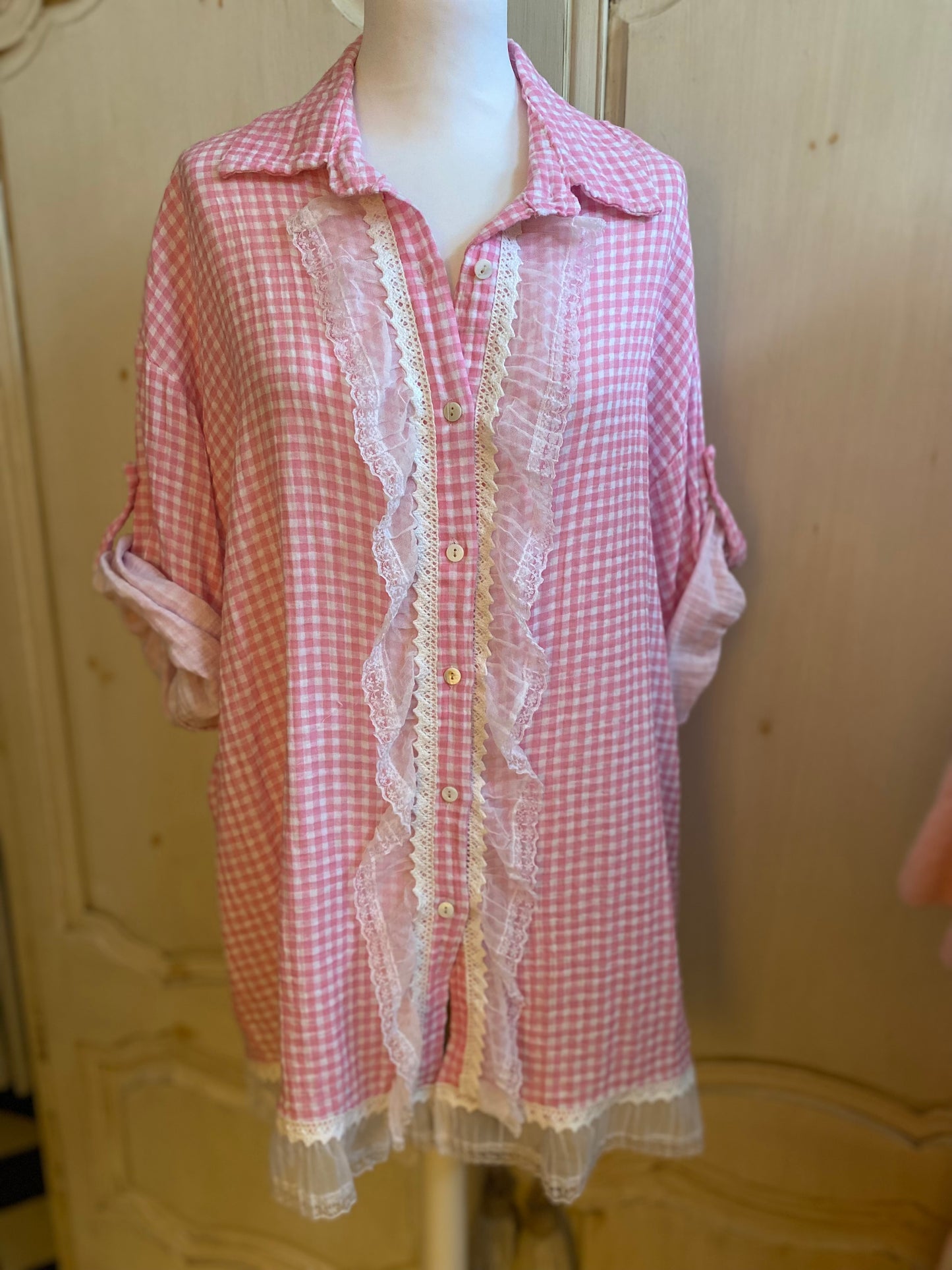 Tunique vichy rose du 40 au 48