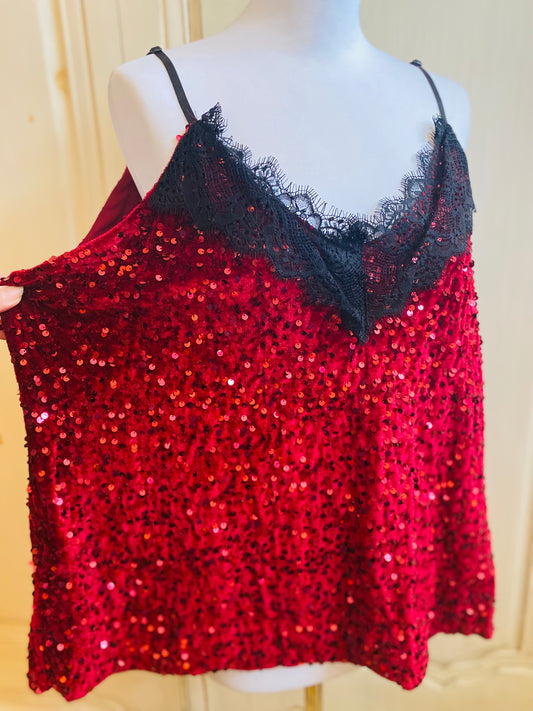 🌟 -20% Top paillette rouge du 42 au 48