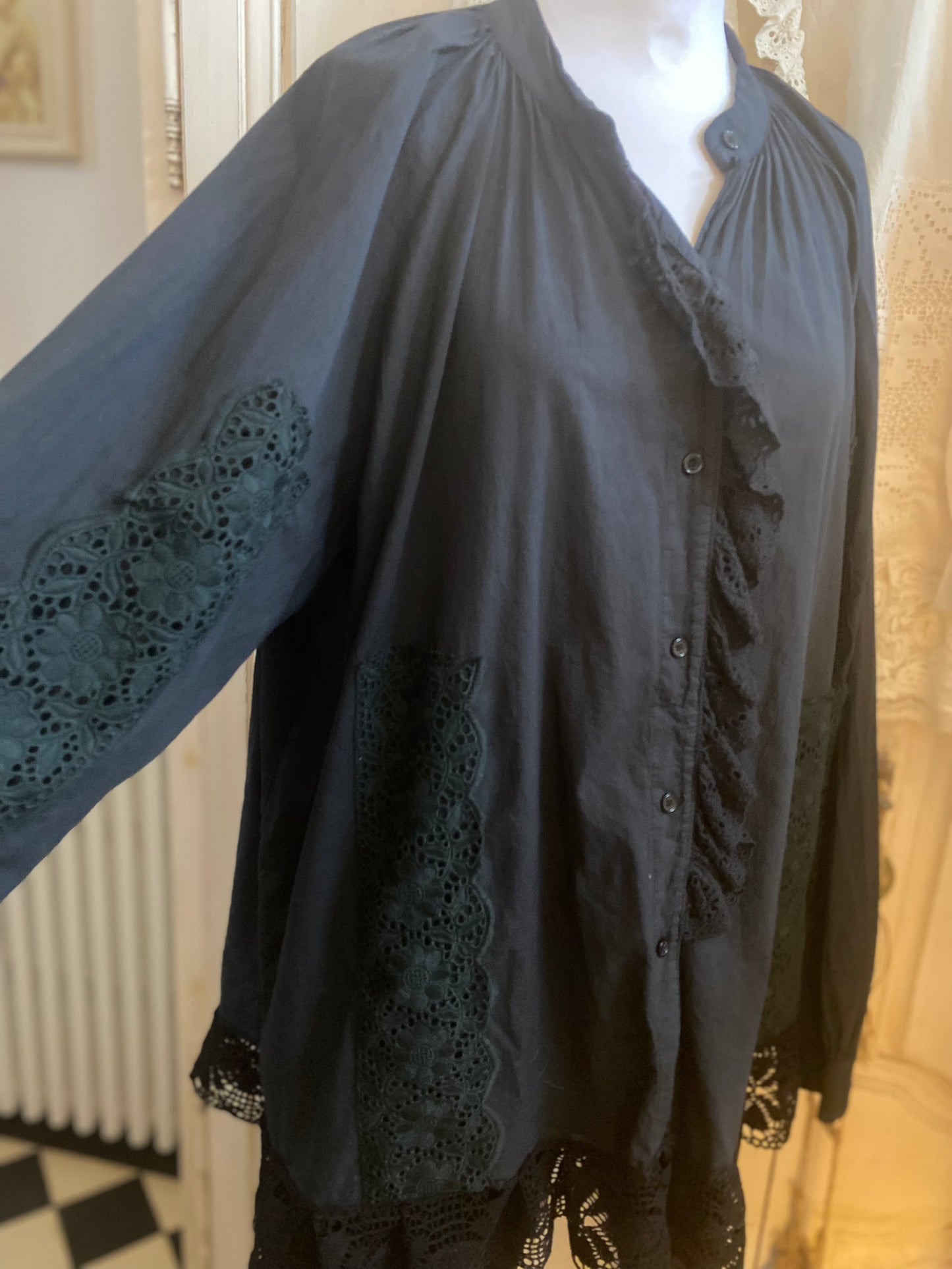 Blouse Bohème noir convient du 42 au 52