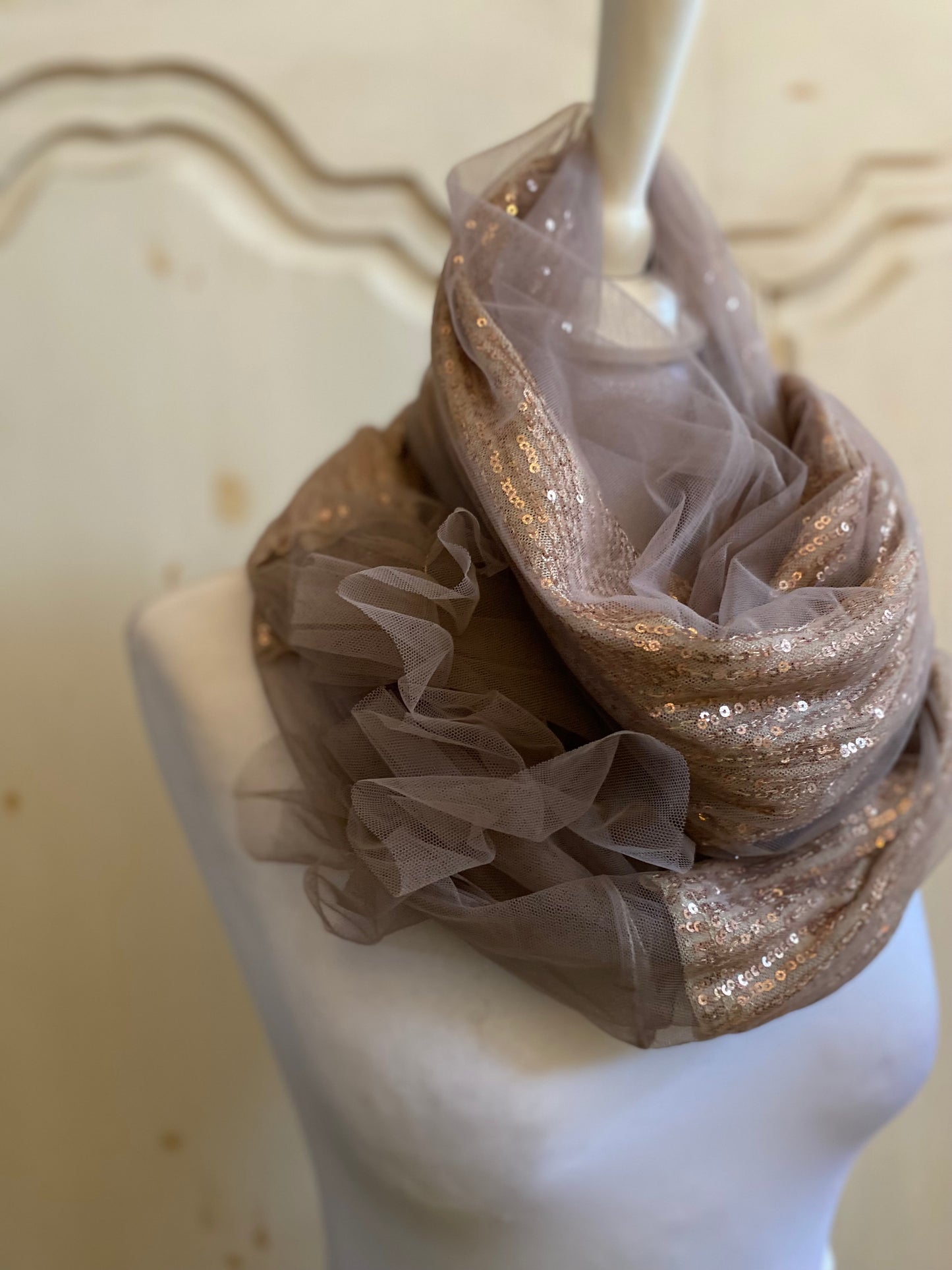 Snoods scintillant rose poudré