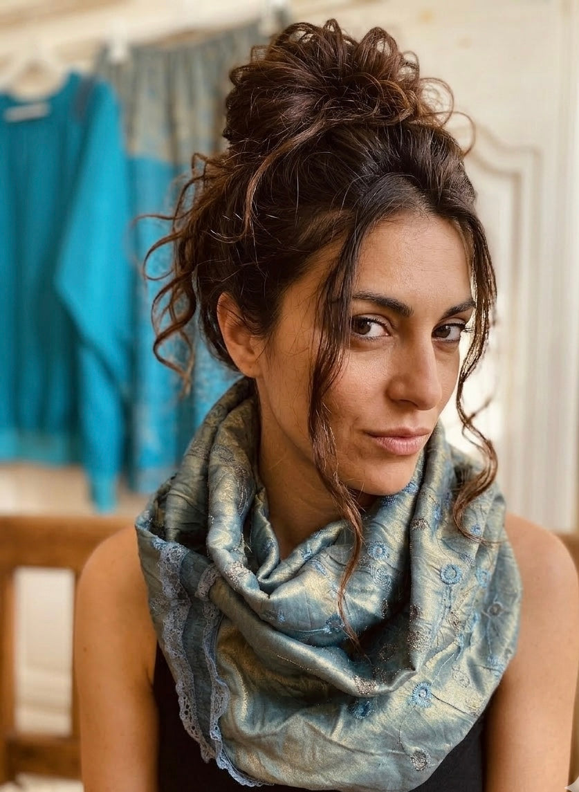 Snoods bleu canard poudre