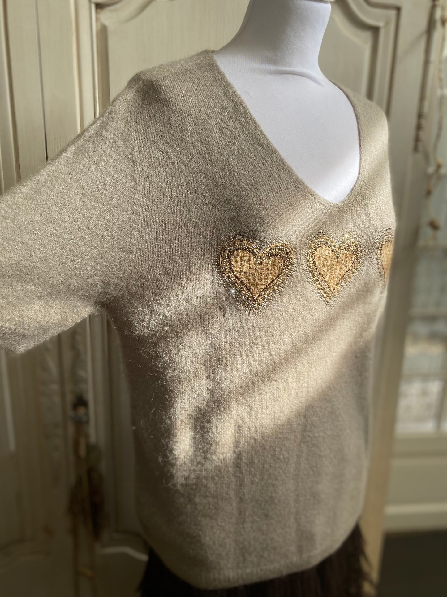 Pull 3 cœur taupe du 38 au 46