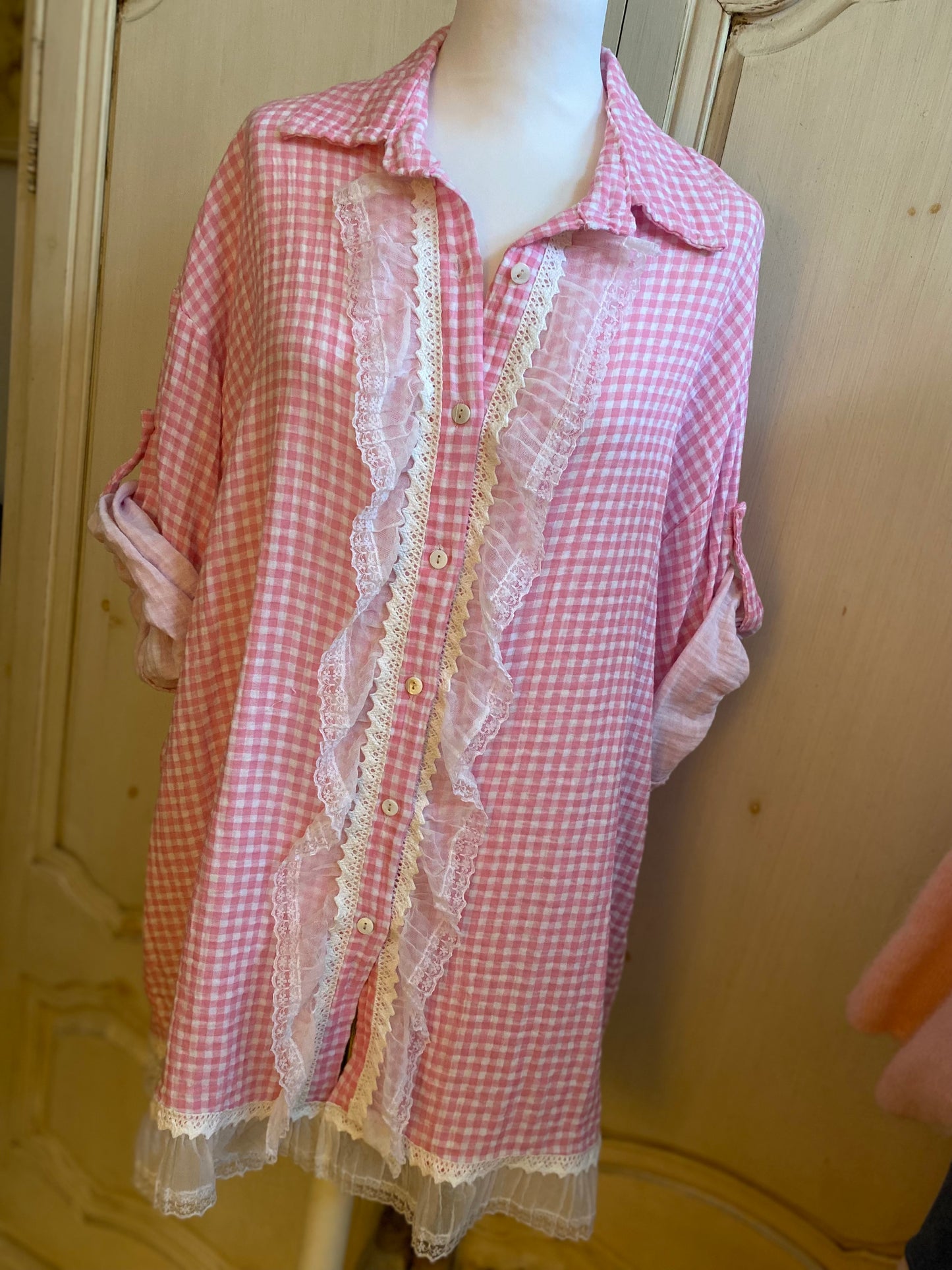 Tunique vichy rose du 40 au 48