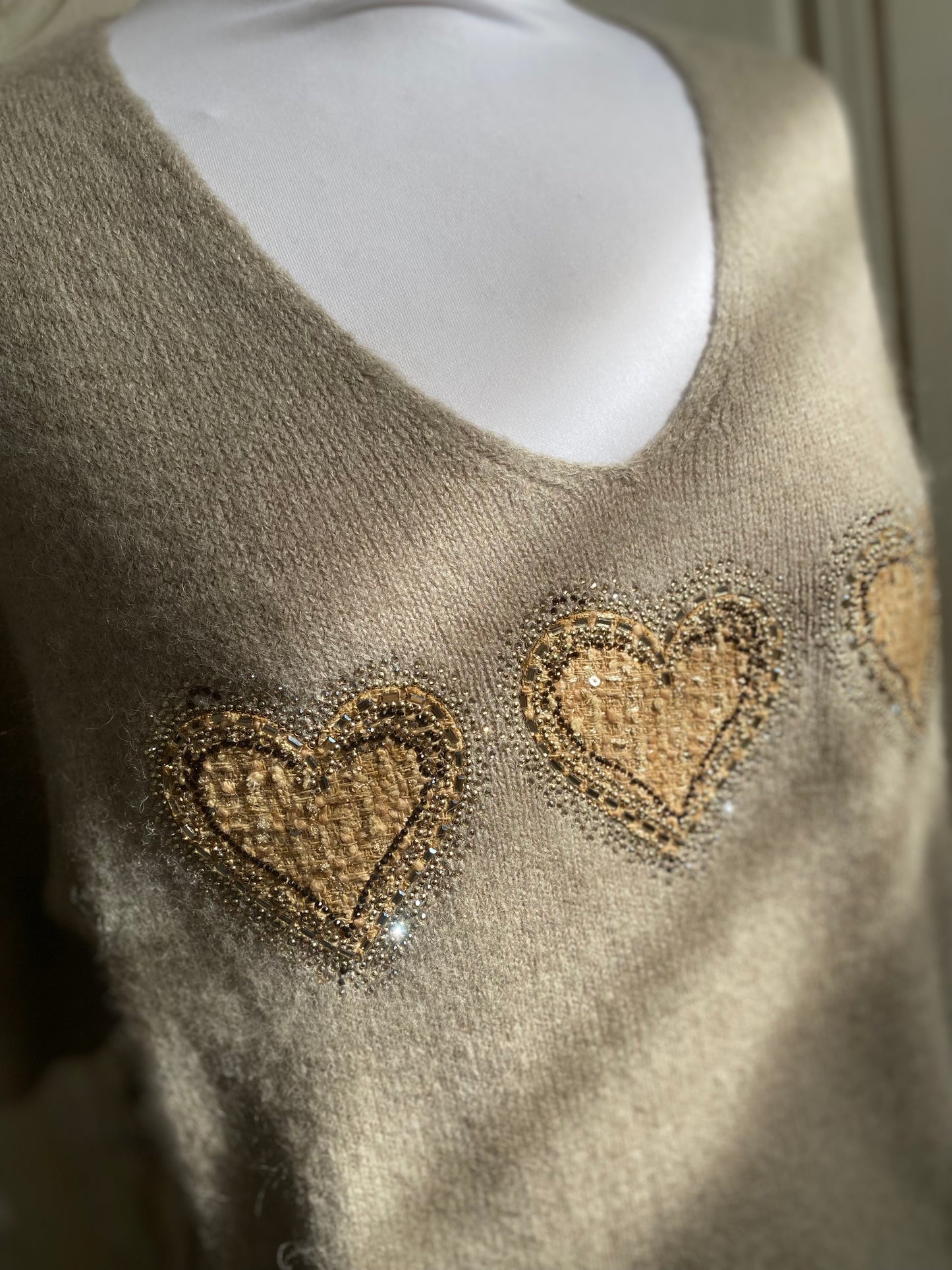 Pull 3 cœur taupe du 38 au 46