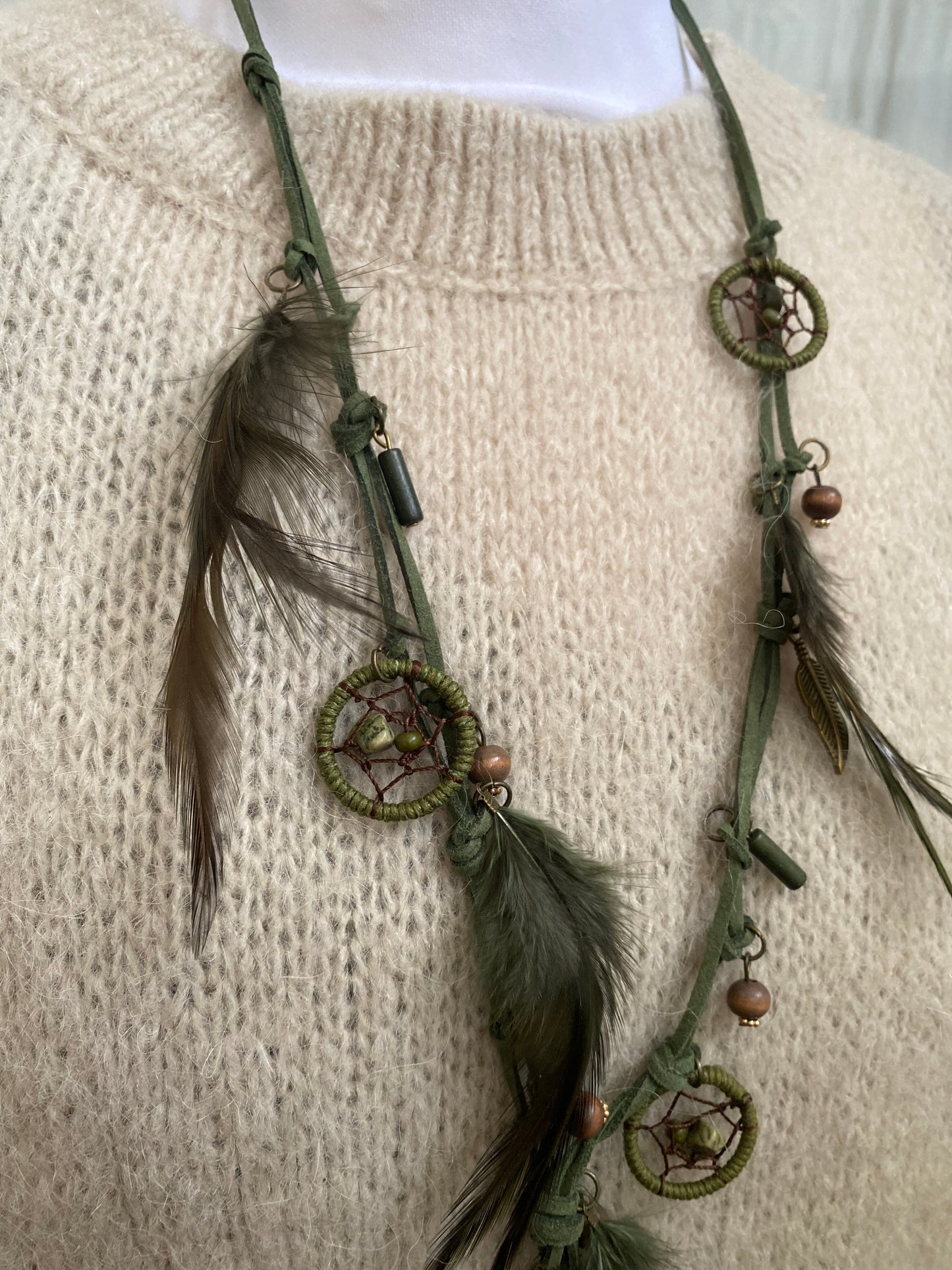 Collier Kaki attrape-rêve