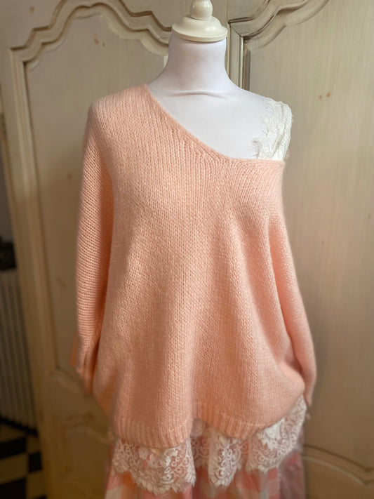 Pull rose poudré du 40 au 48 coupe Oversize