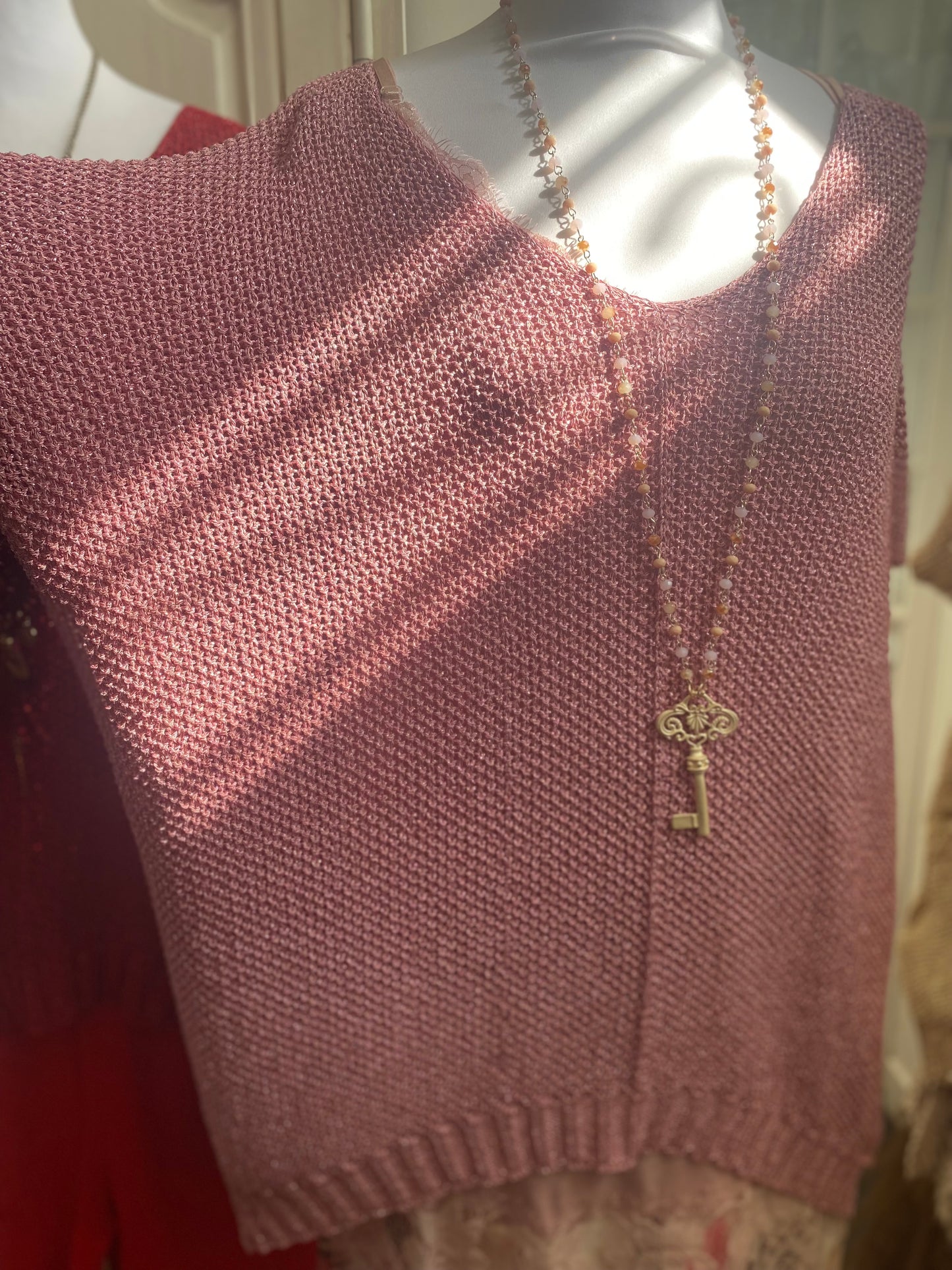 Pull biche Rose convient du 38 au 52
