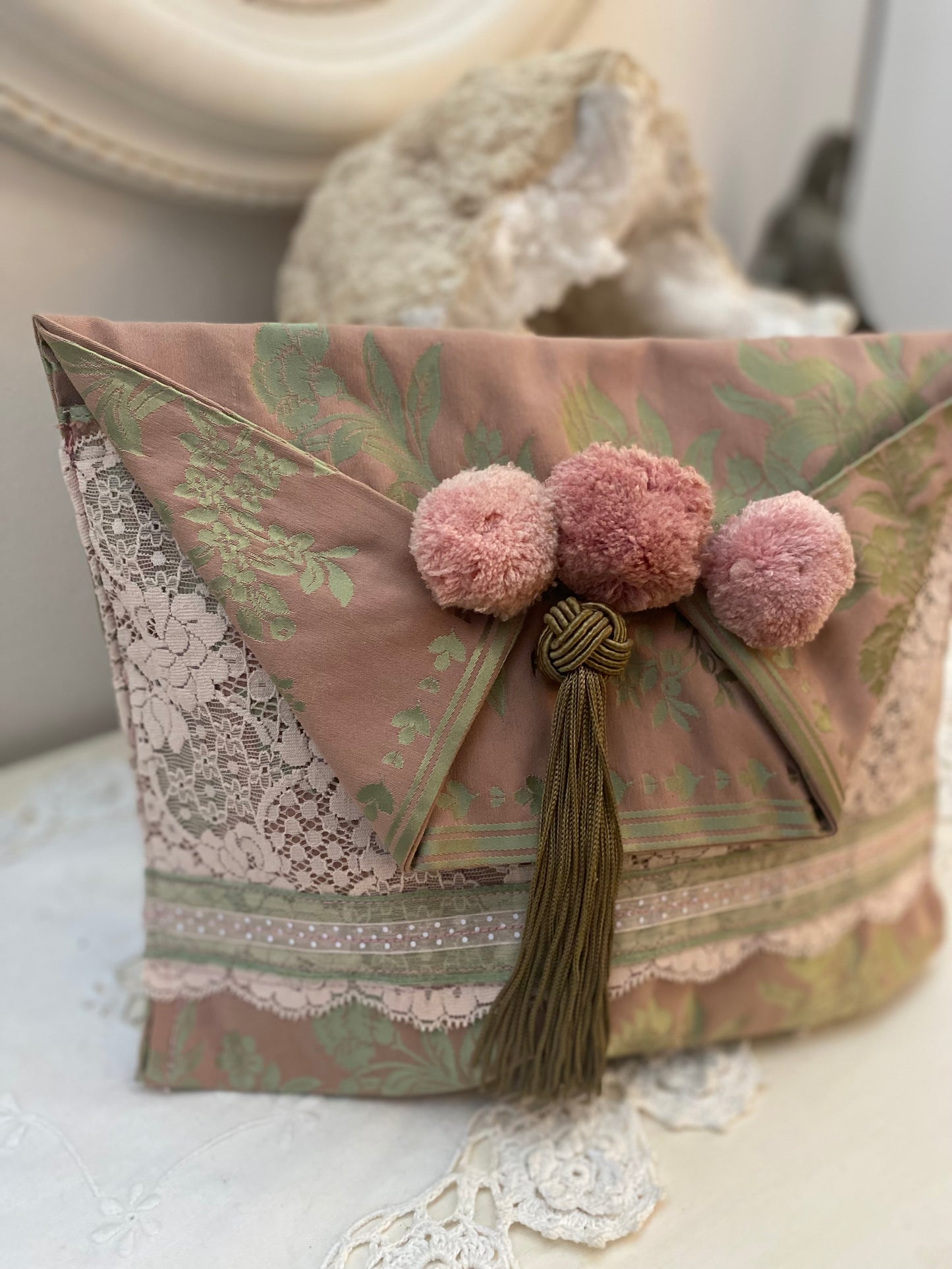 Pochette en Soie épaisse Rose poudre