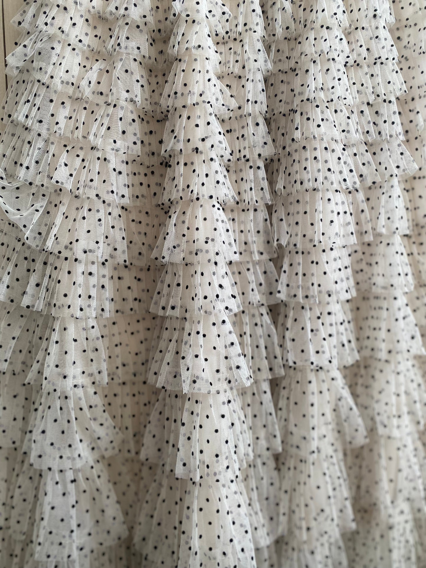 Jupe froufrou pois creme du 38 au 46