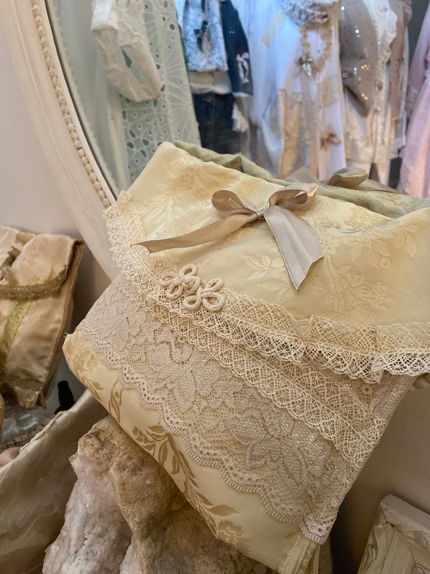 Pochette Taffetas de soie Creme