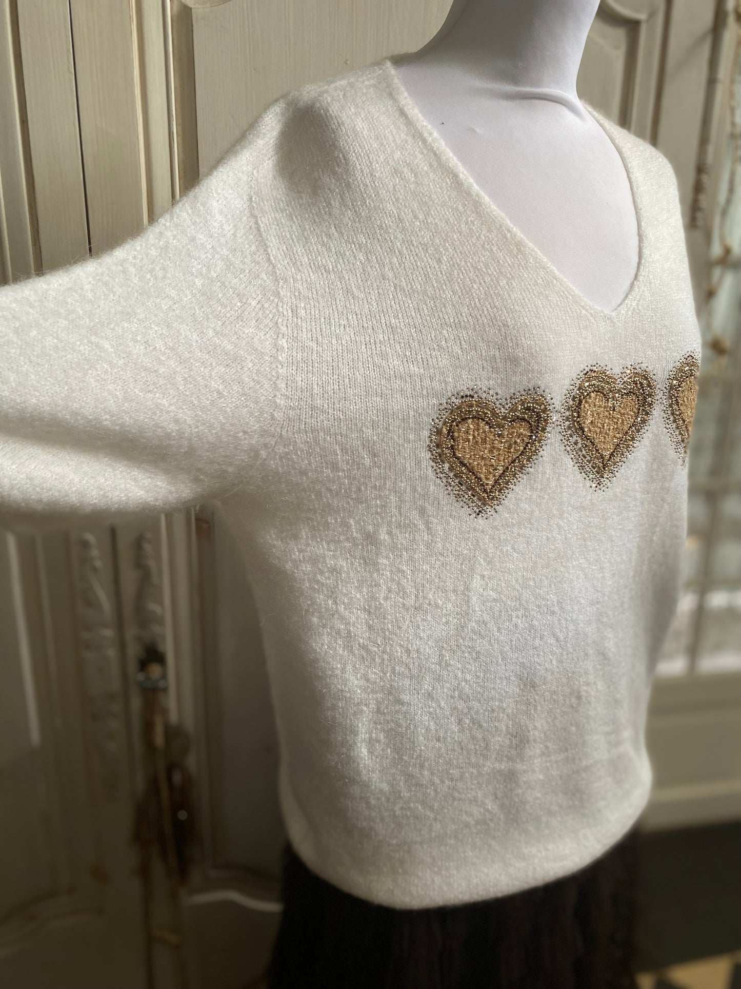 Pull 3 cœur crème du 38 au 46