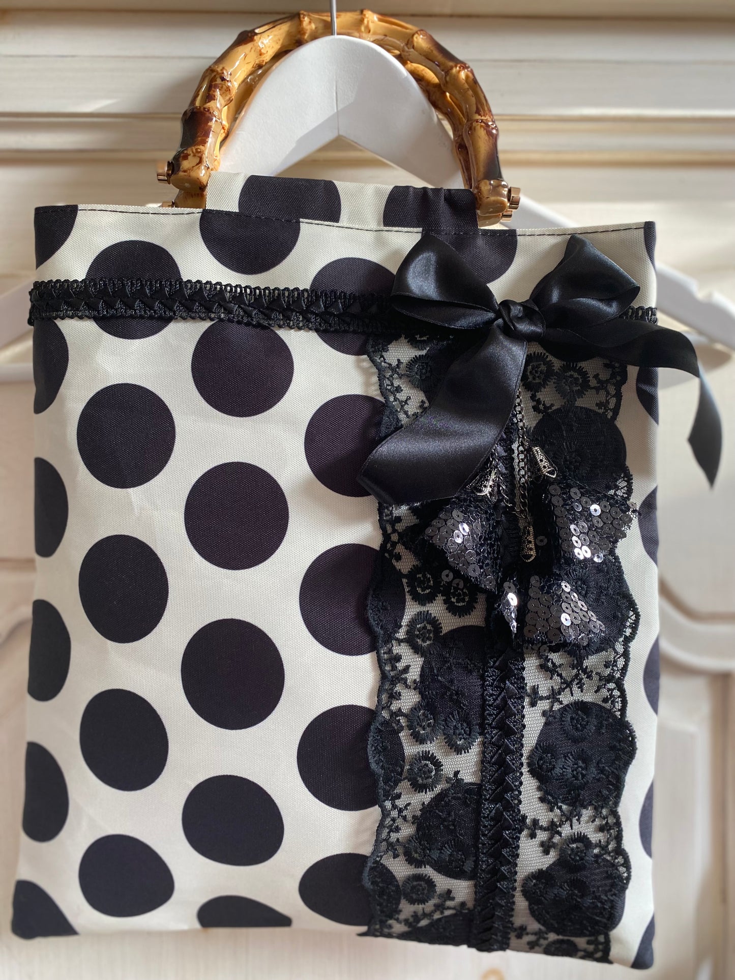 Sac à main Pois noir et crème
