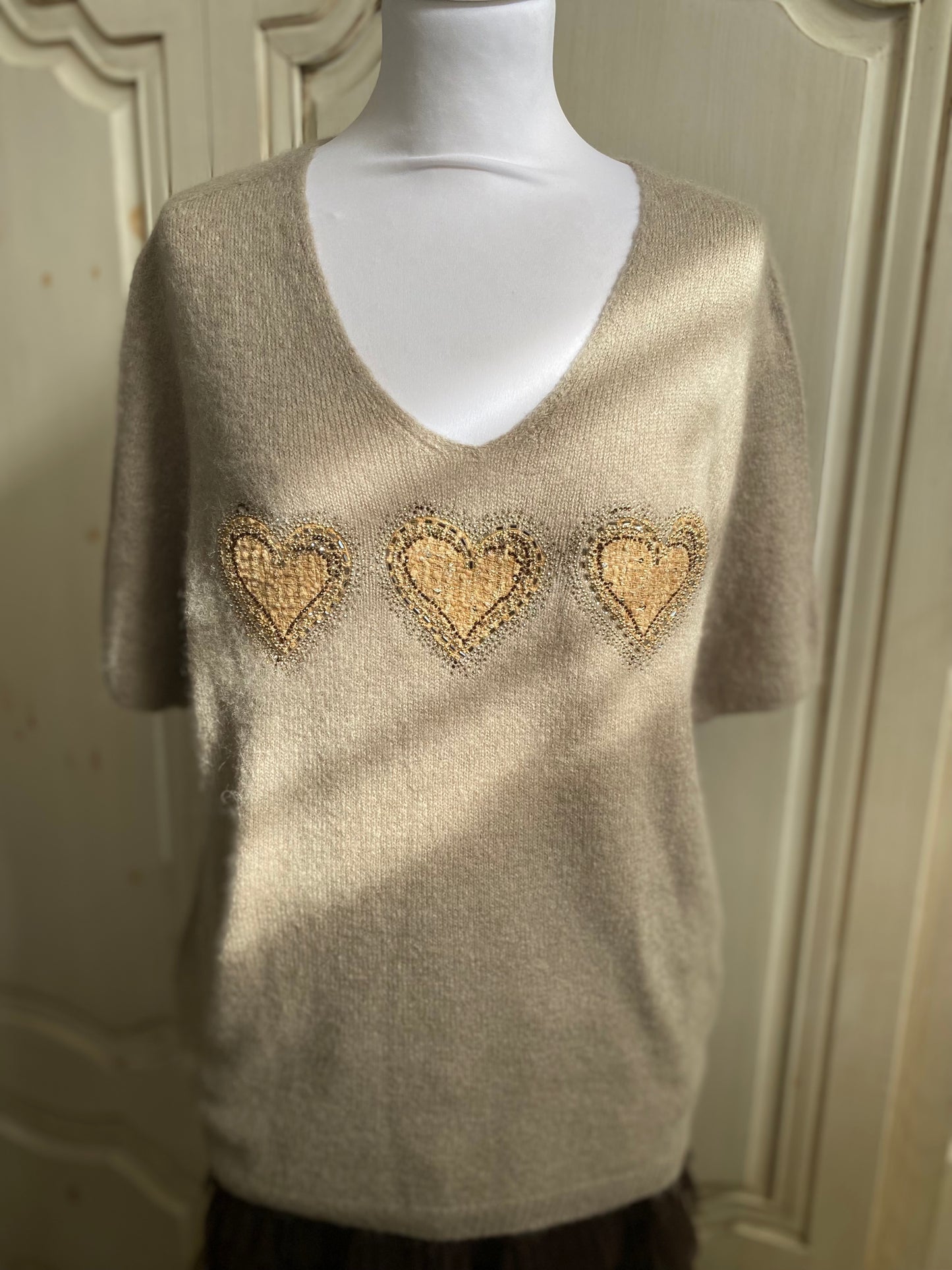 Pull 3 cœur taupe du 38 au 46