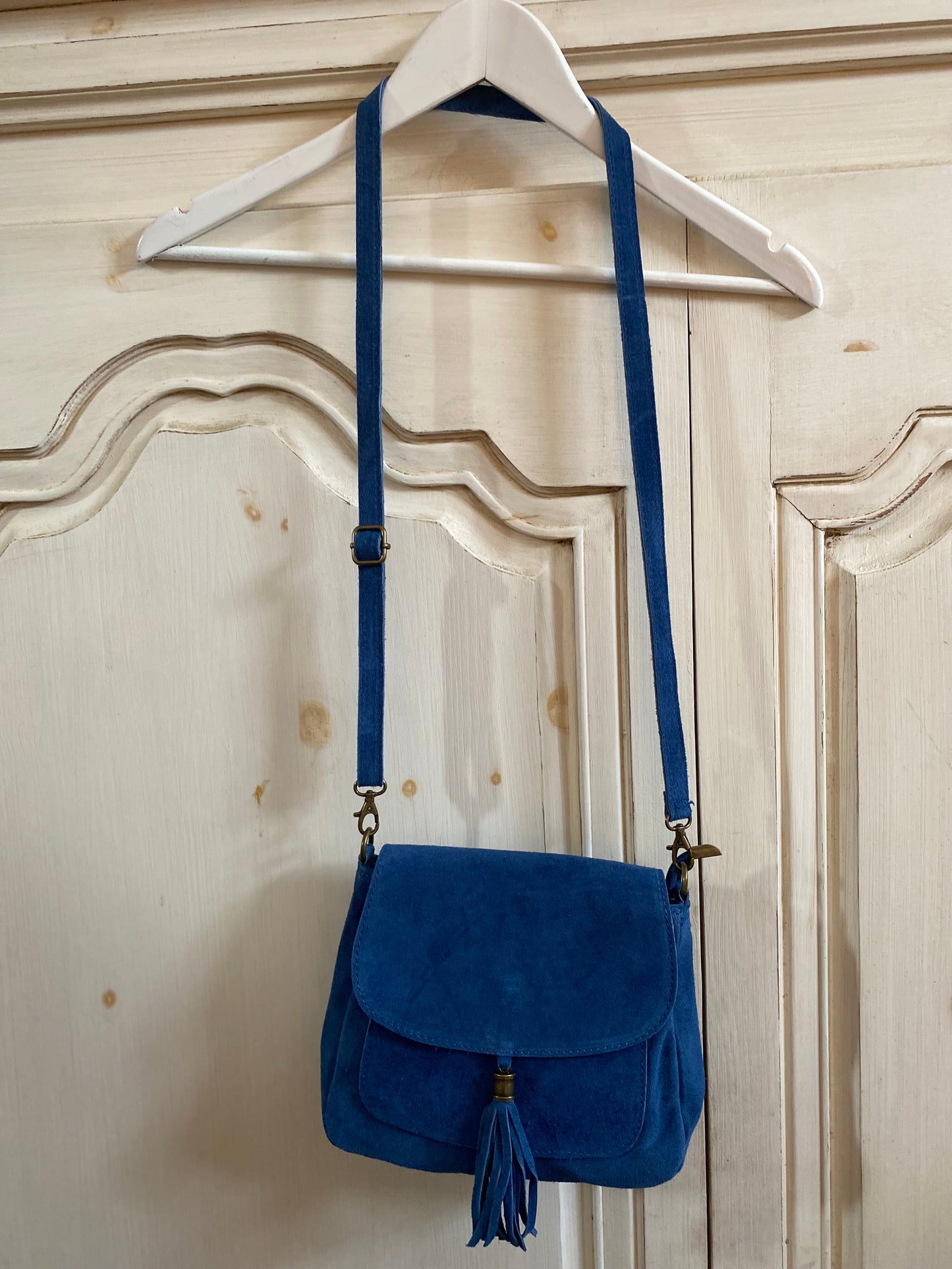 Besace croûte de cuir jeans