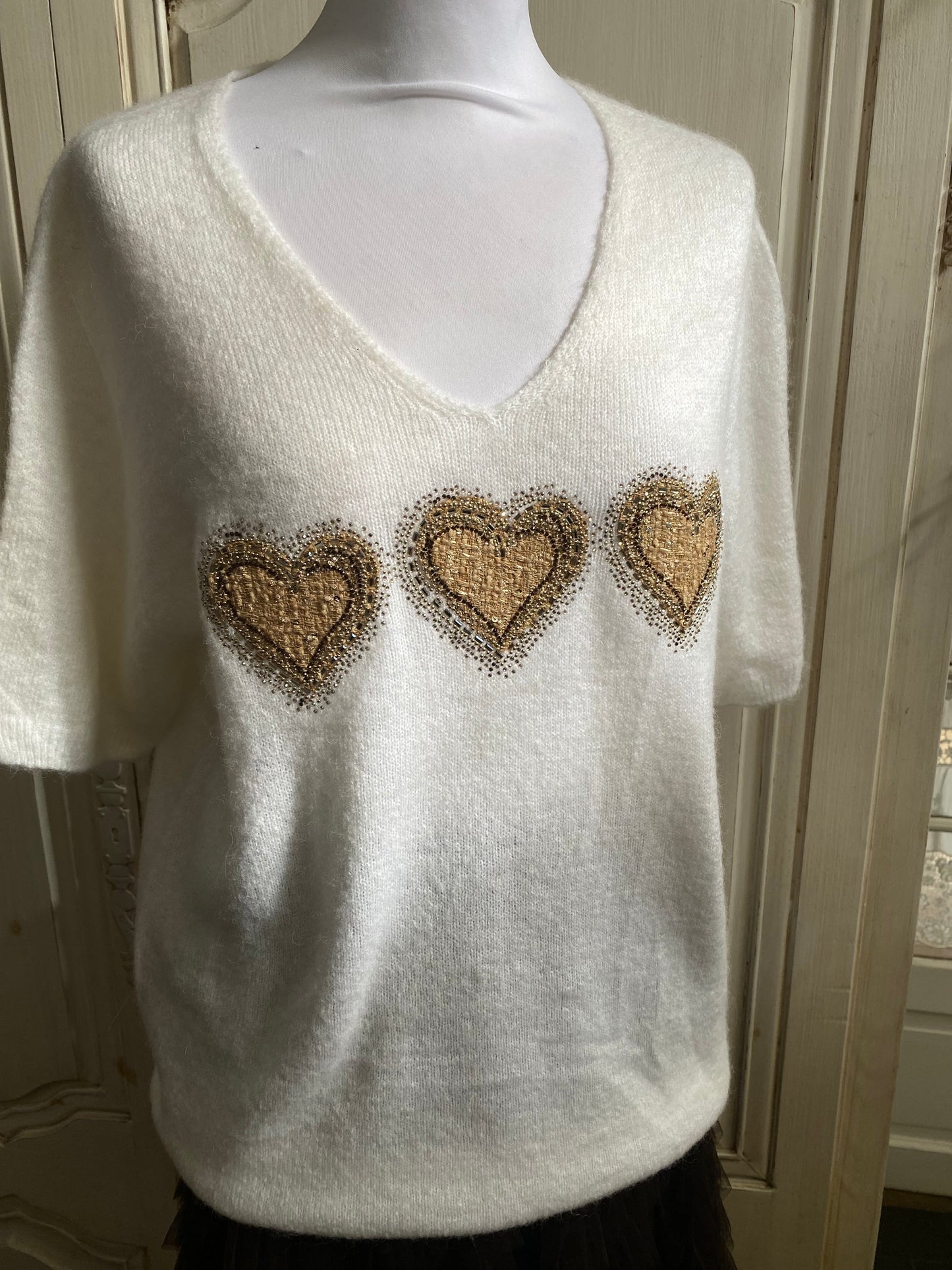 Pull 3 cœur crème du 38 au 46