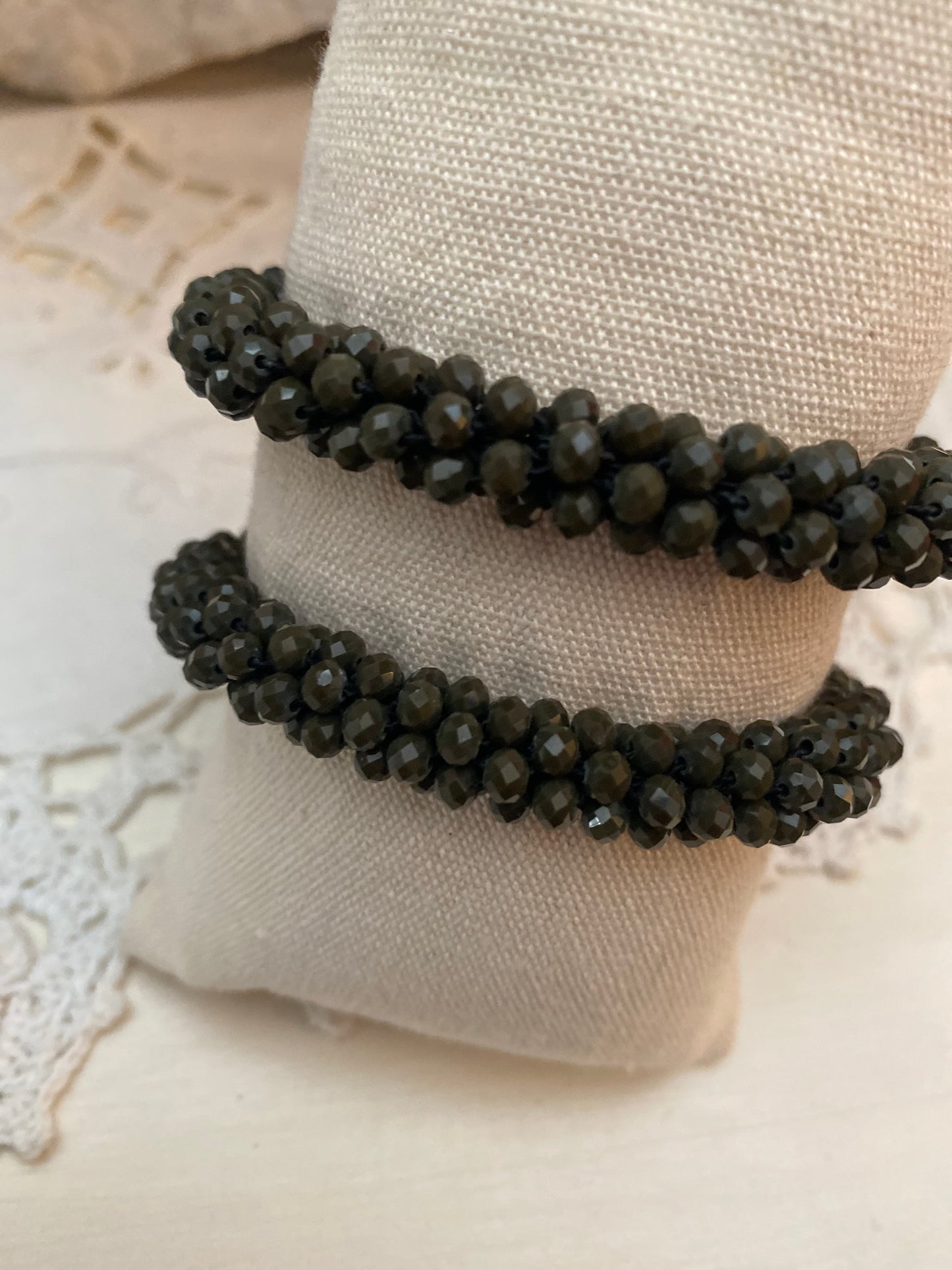 Bracelet torsadé duo kaki