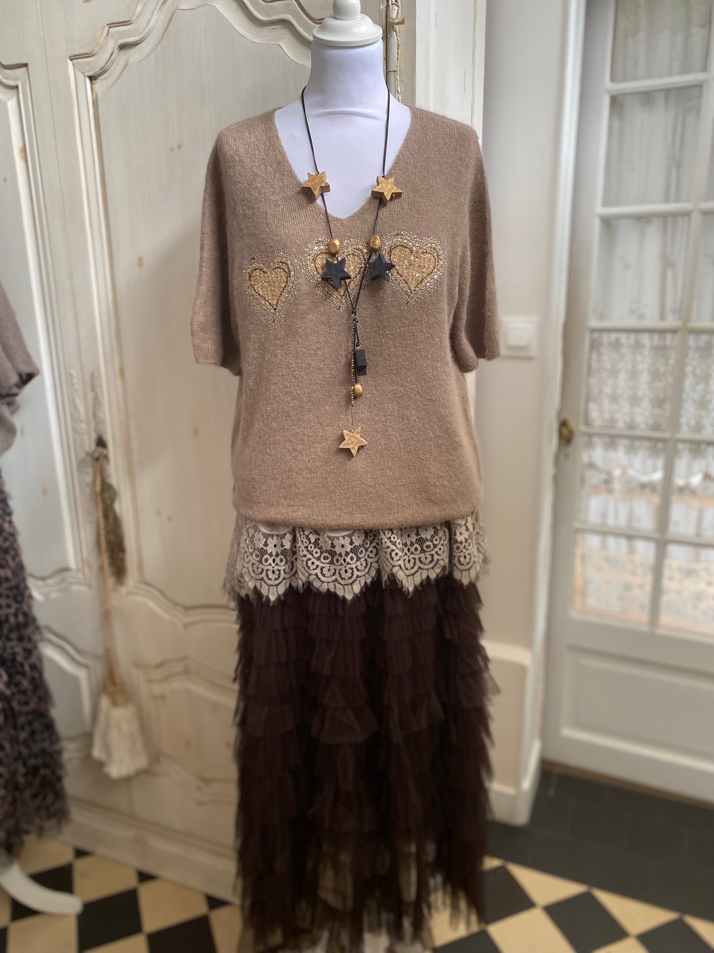 Pull 3 cœur chocolat du 38 au 46