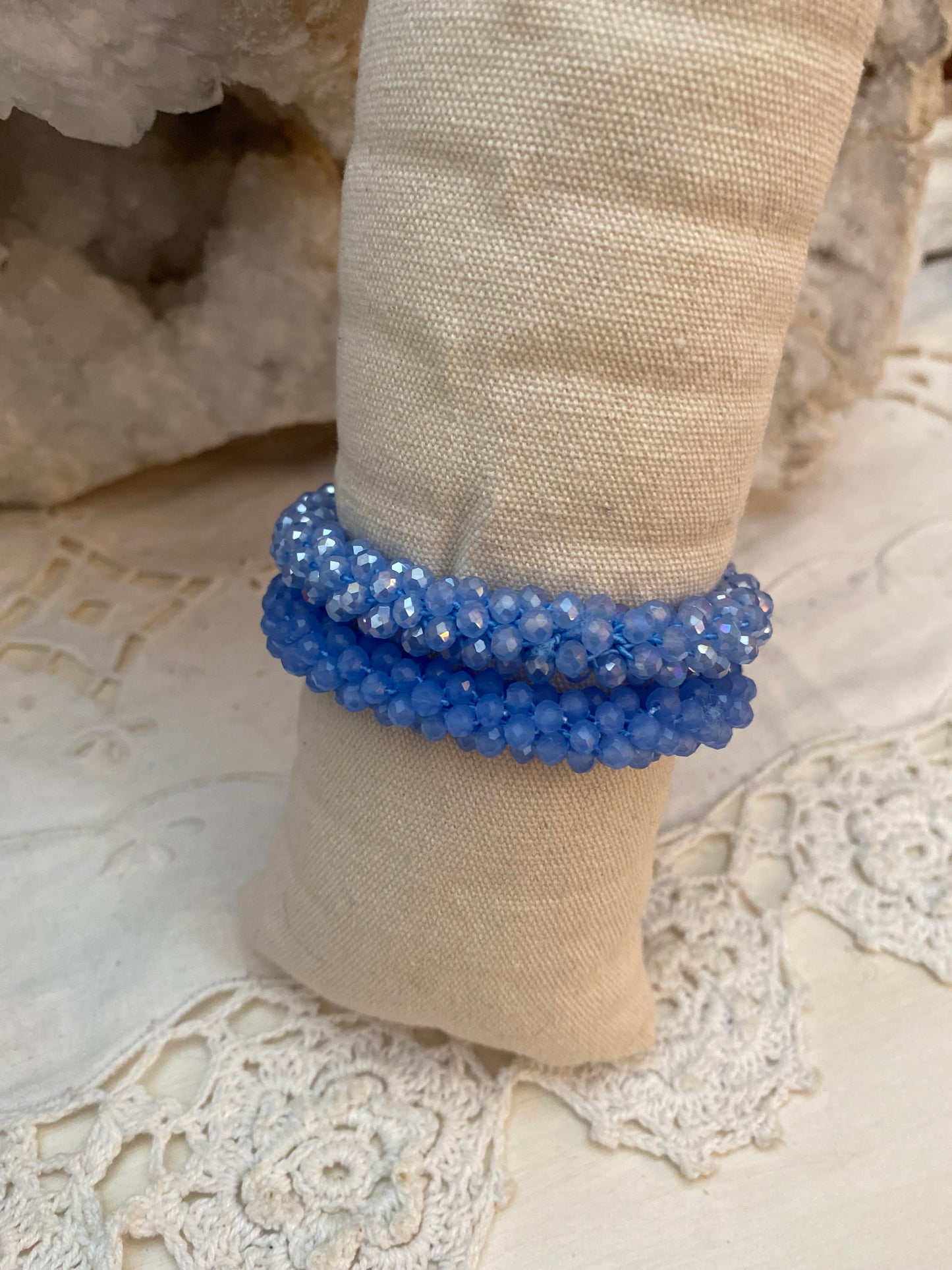 Bracelet torsadé duo bleu