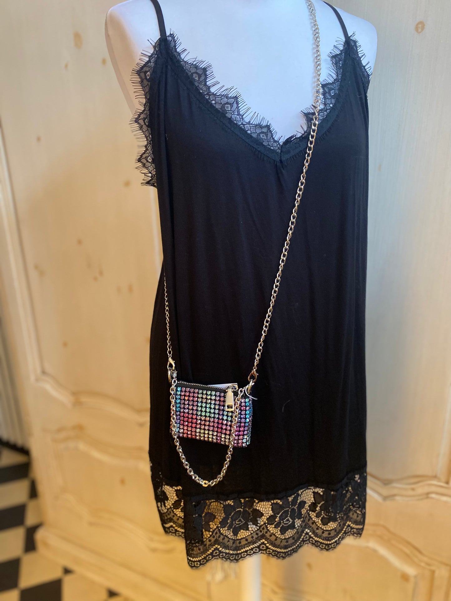 Mini sac en bandoulière strass multi colore scintillant