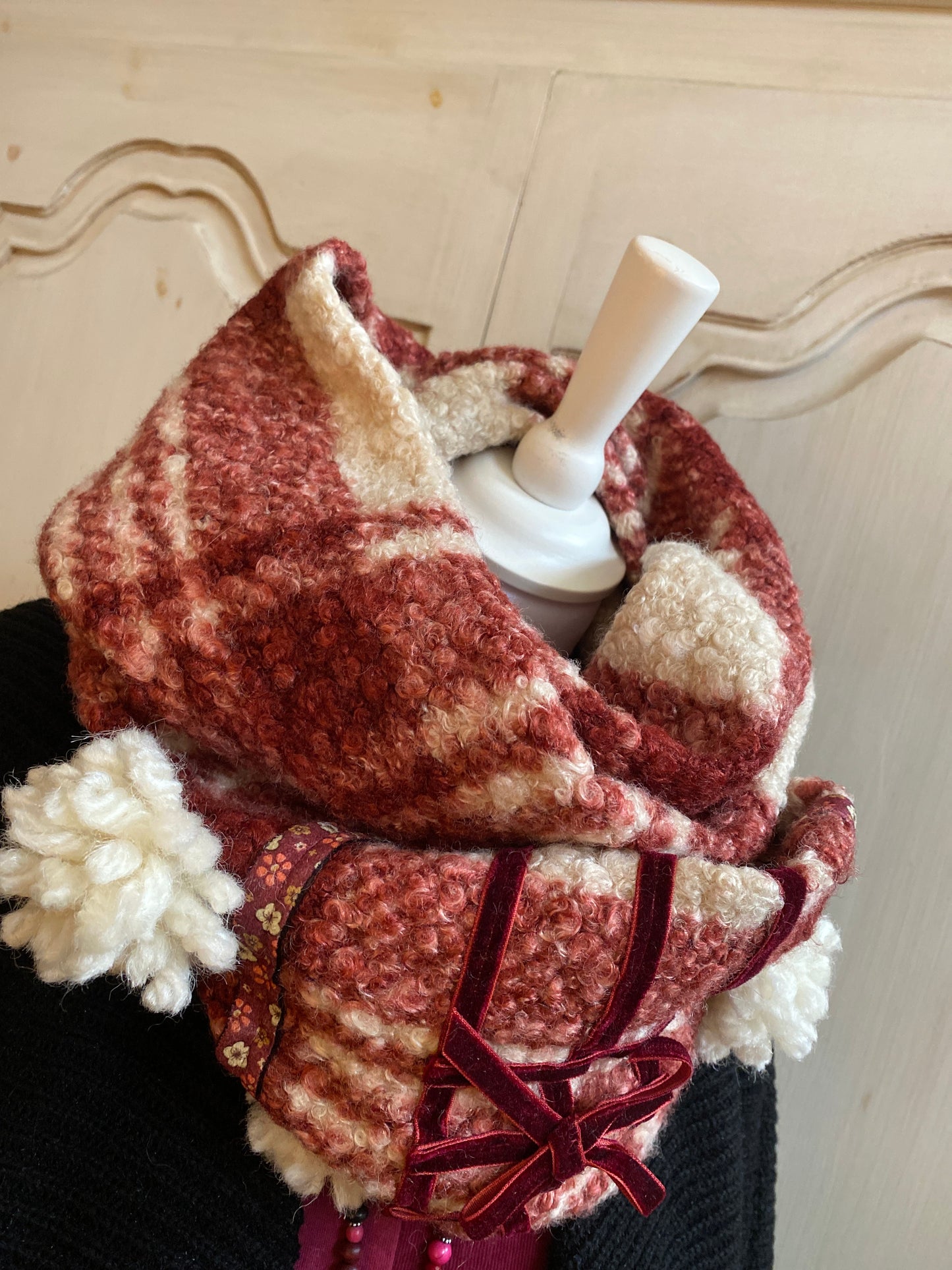 Snoods a carreaux bordeaux chiné