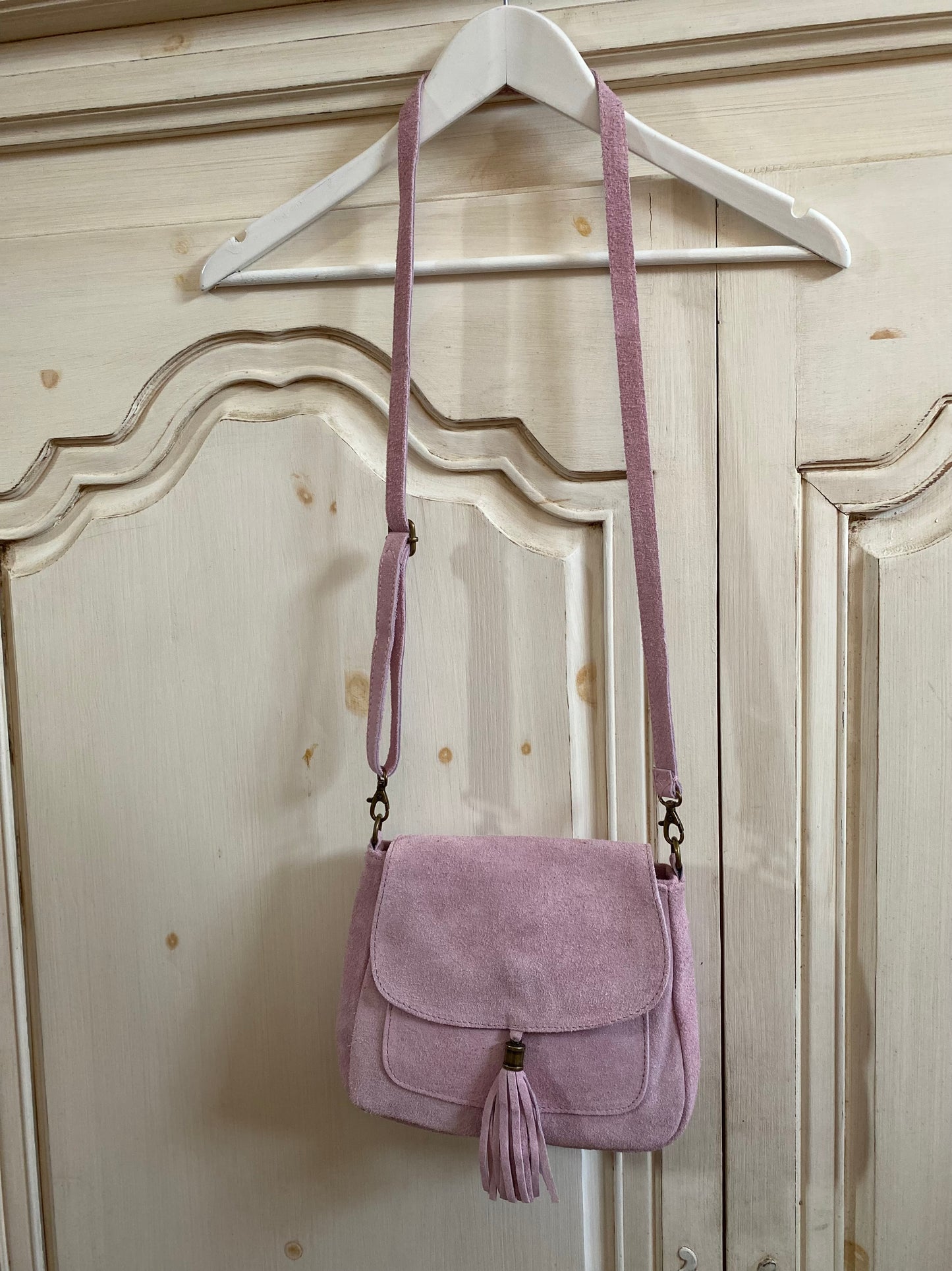 Besace croûte de cuir rose