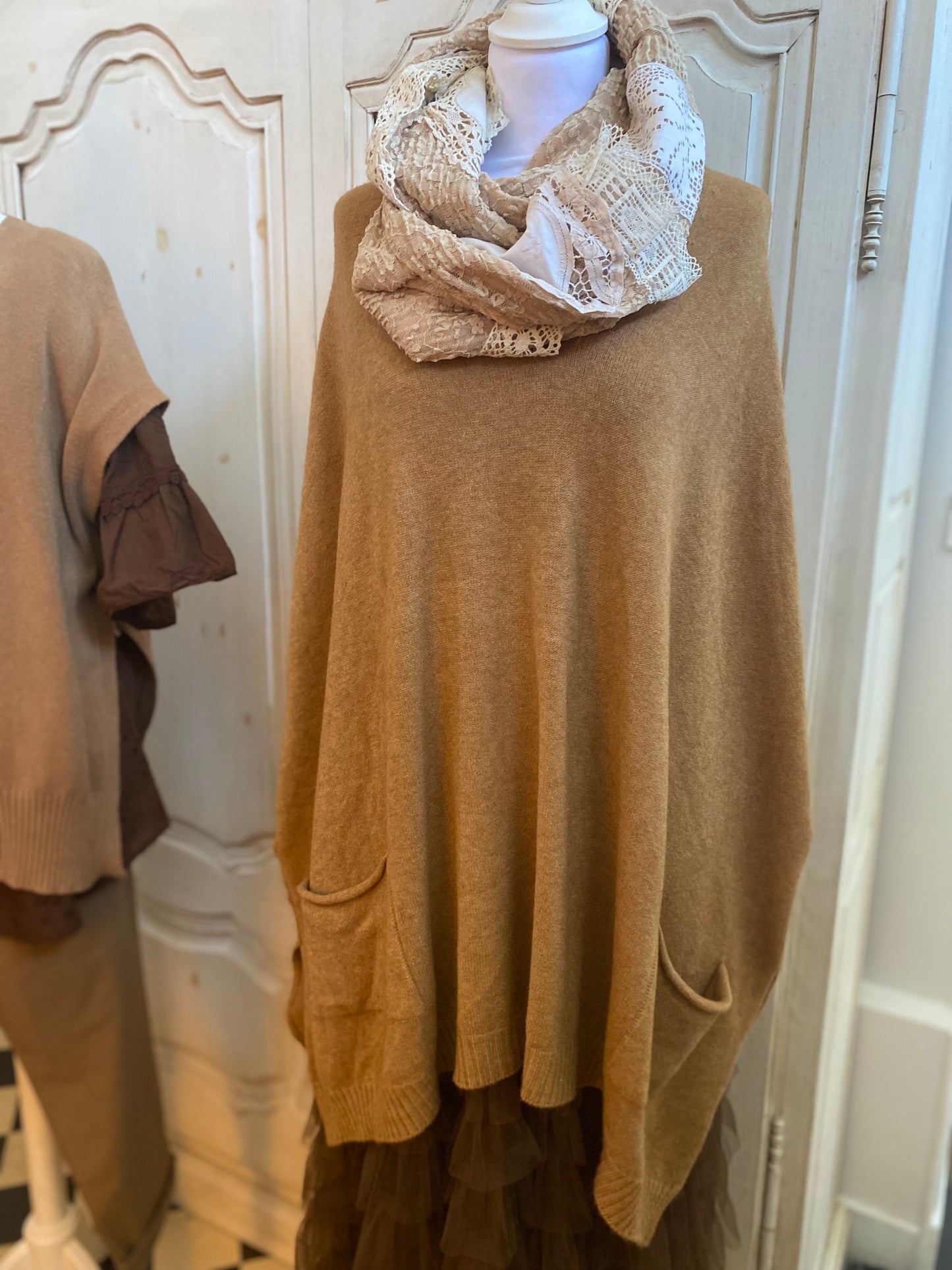 Poncho Bizance café Oversize du 40 au 54