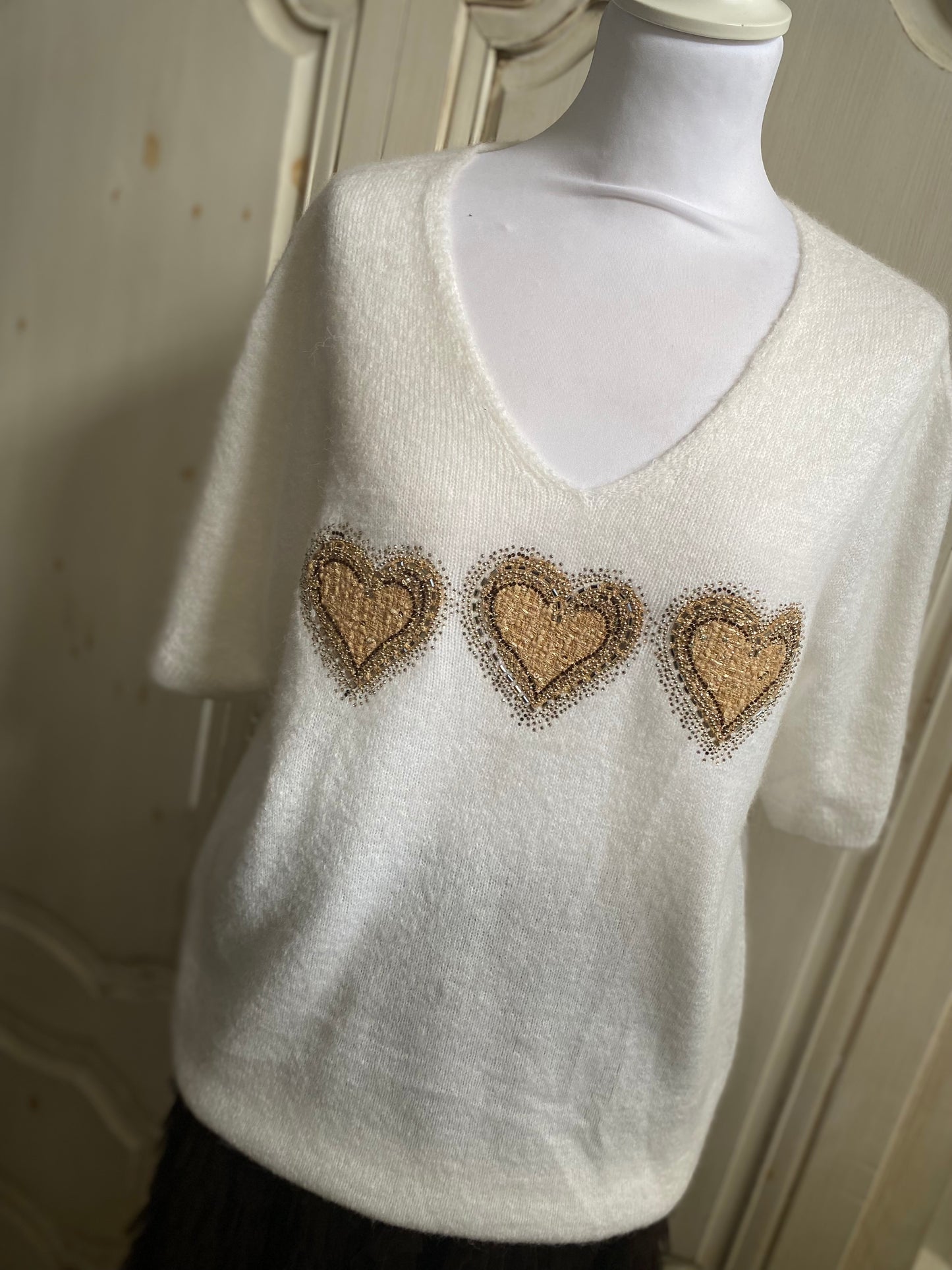 Pull 3 cœur crème du 38 au 46