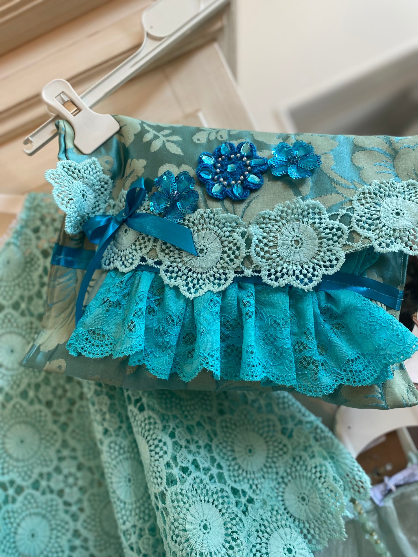 Pochette Taffetas de soie Aqua