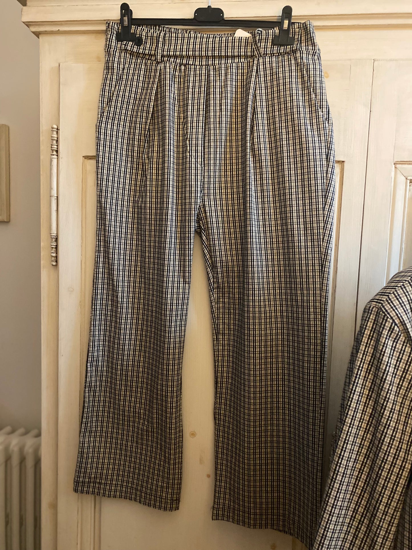 Pantalon prince de Galles marine, convient du 44 au 48