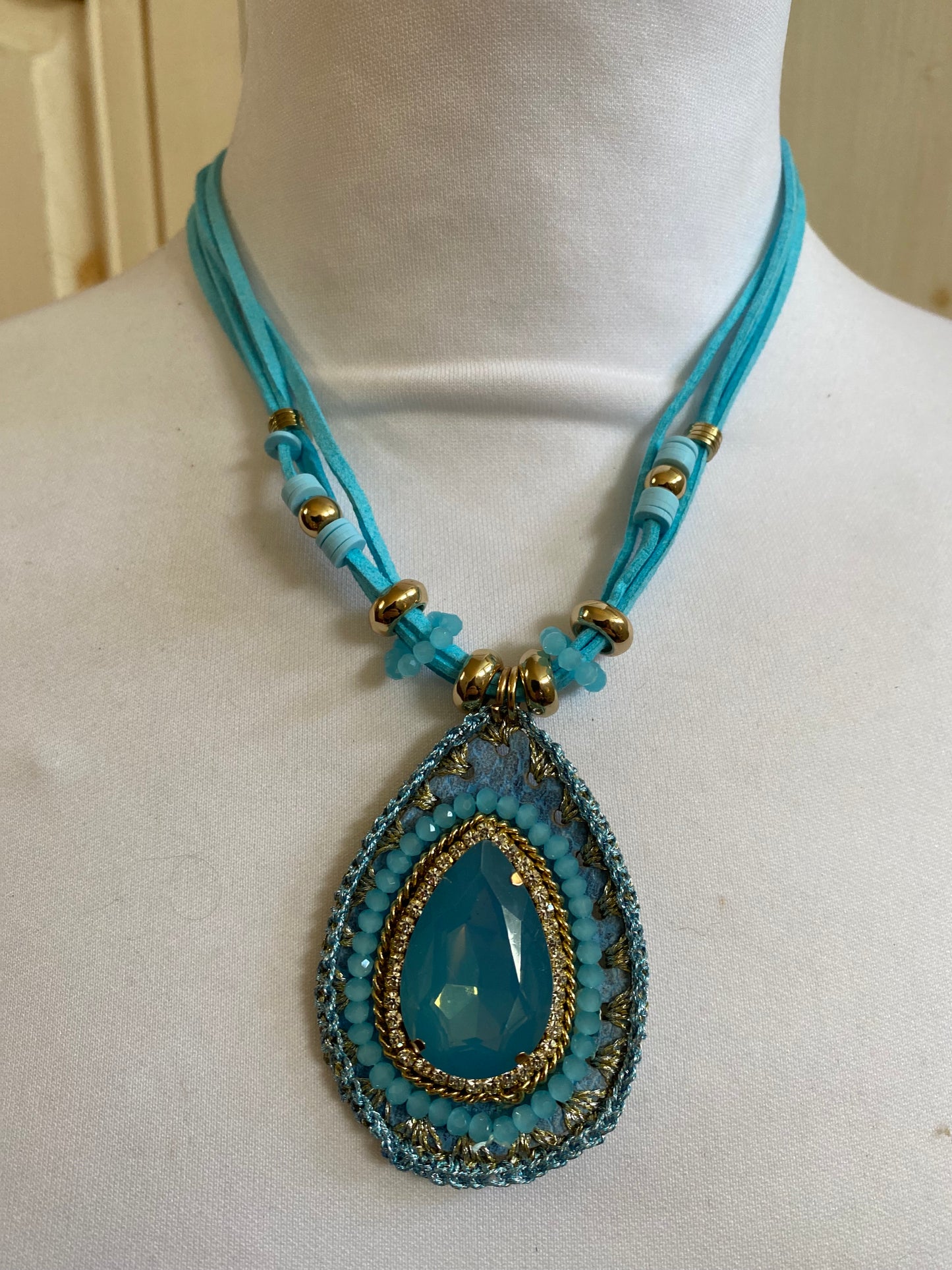 Collier Cristal turquois