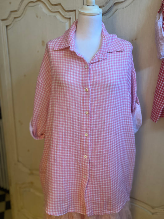 Chemise Vichy rose qu’on vient du 38 au 46