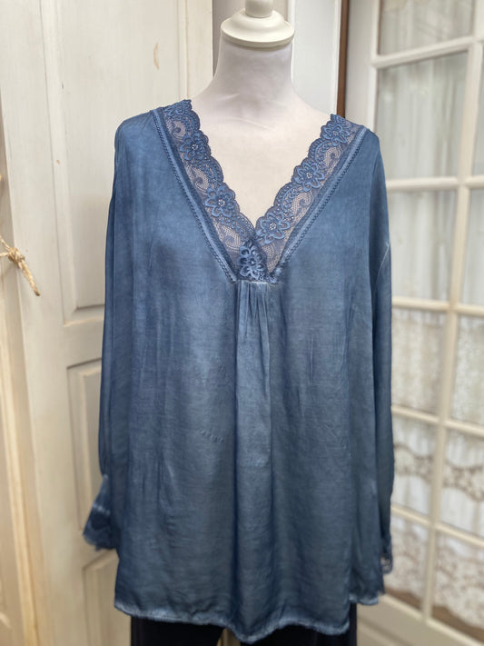 Tunique soie bleu Elisa du 42 au 50