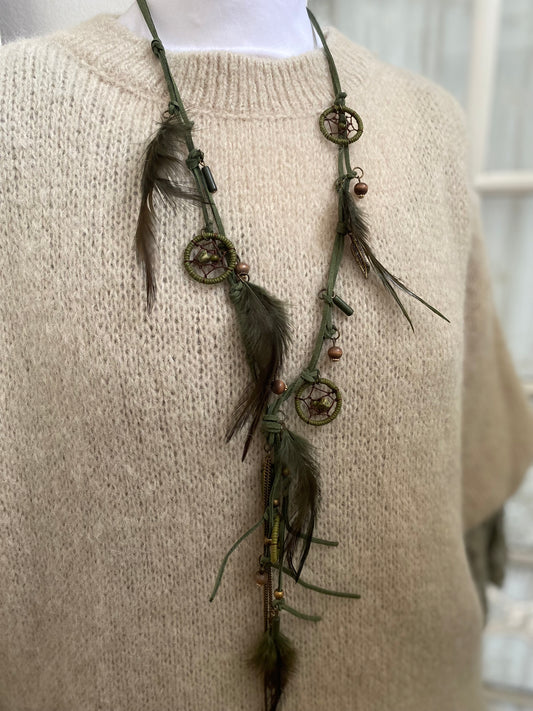 Collier Kaki attrape-rêve