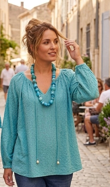 Blouse mirabelle bleu convient du 40 au 48