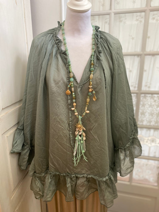 Blouse Elisa kaki du 40 au 52