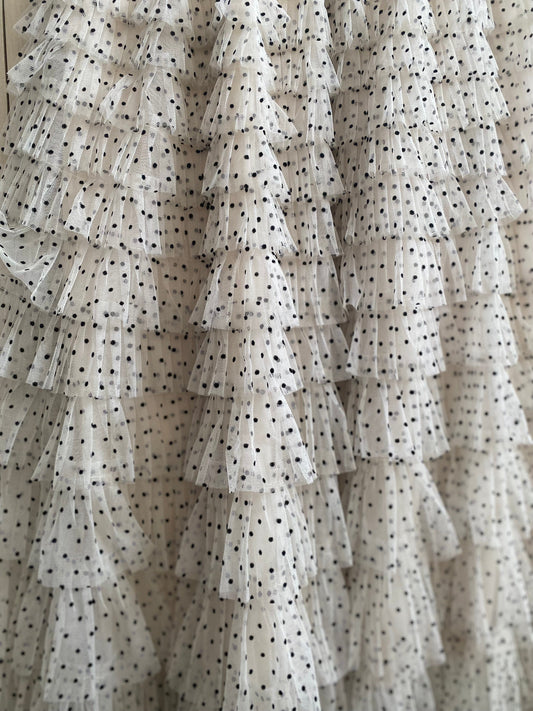 Jupe froufrou pois creme du 38 au 46