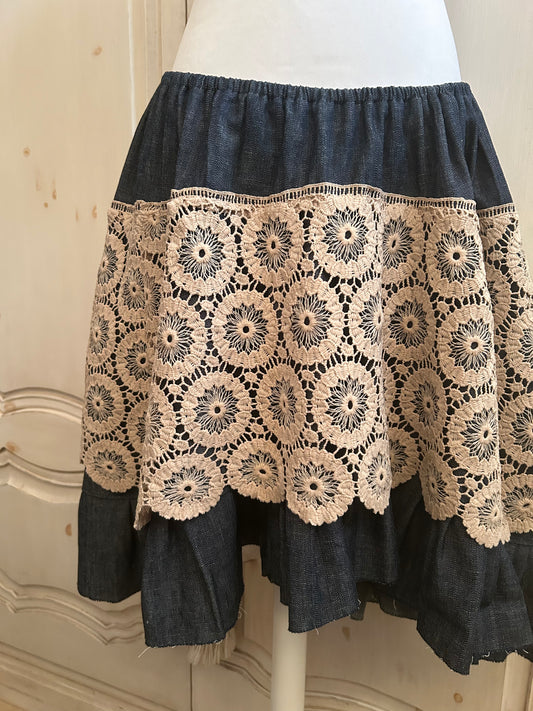 Jupe Jean et dentelle du 40 au 48