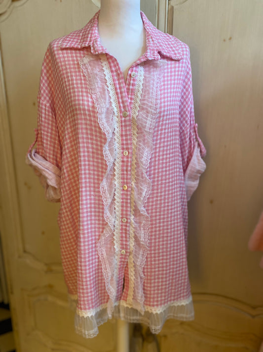 Tunique vichy rose du 40 au 48