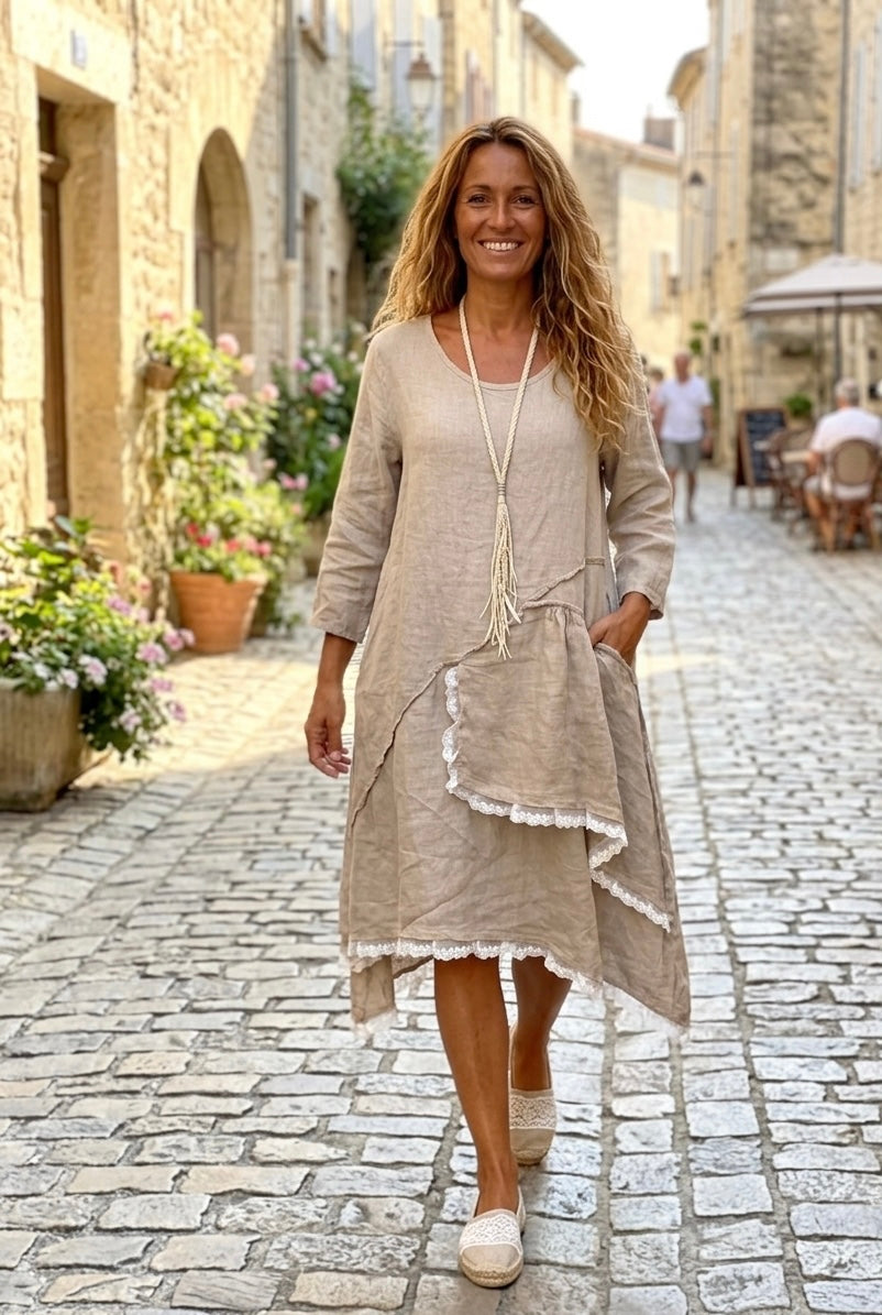 Robe Lin ficelle Carla du 40 au 46+