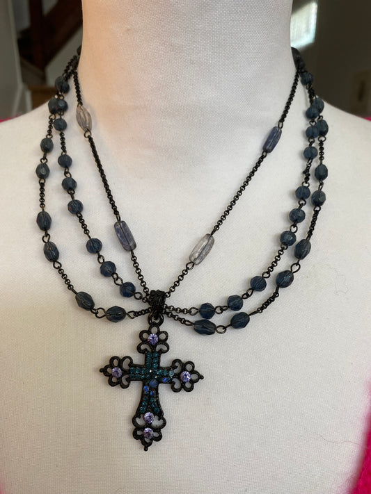 Collier Croix marine