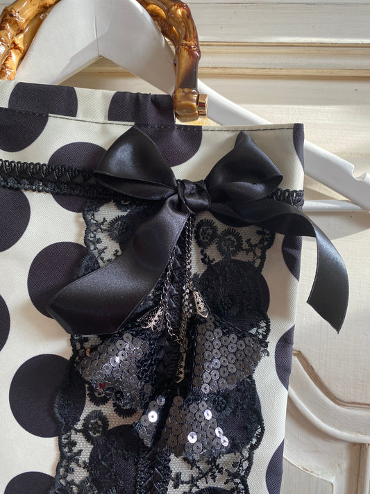 Sac à main Pois noir et crème