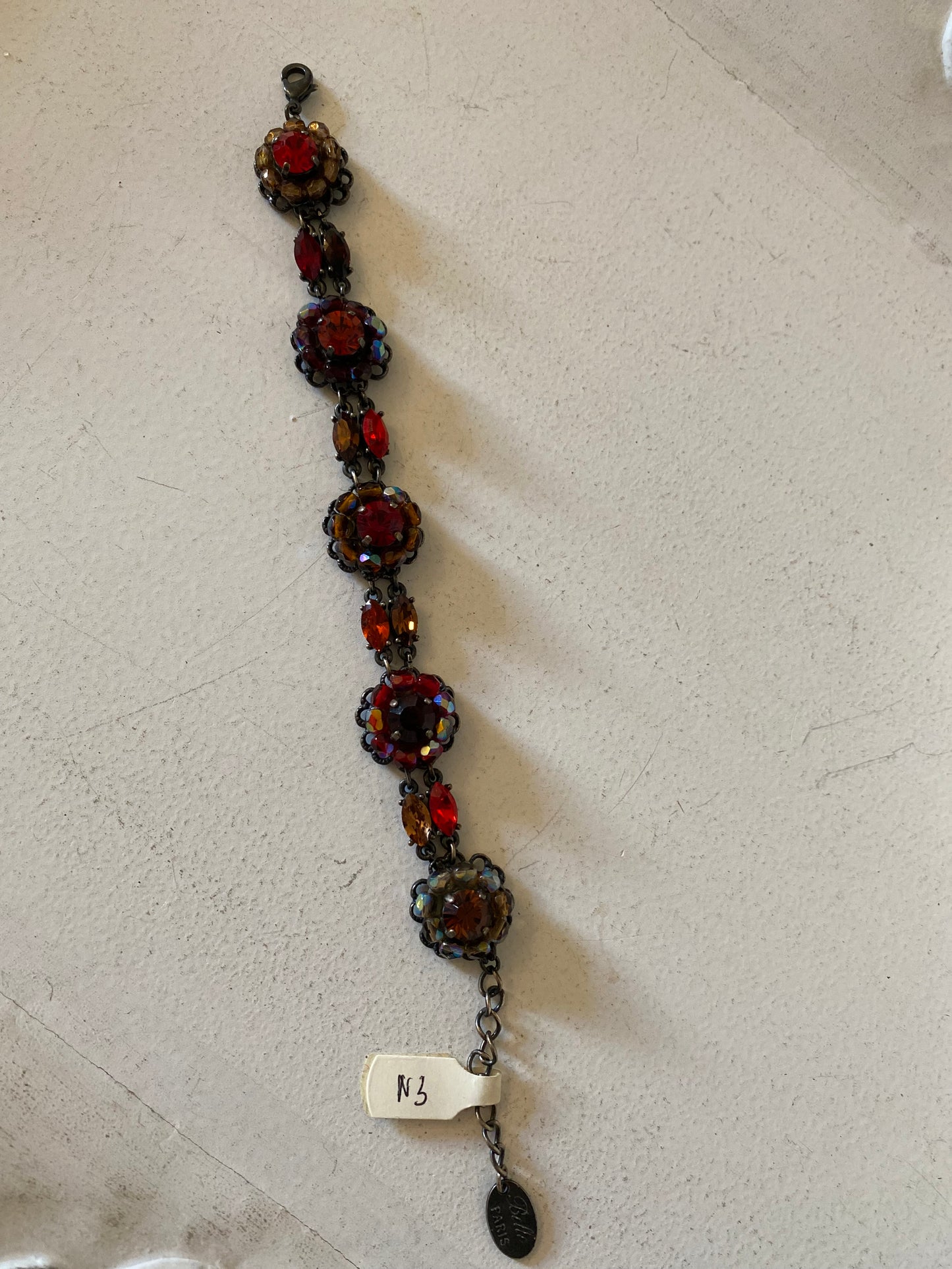 Bracelet cristal et pâte de verre bordeaux