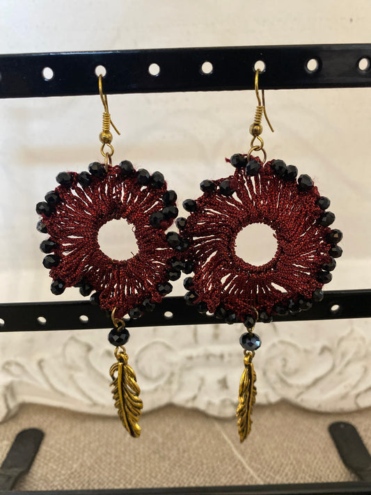 Boucle d’oreilles bordeaux