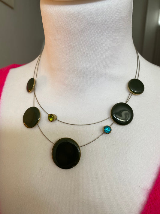 Collier planète vert