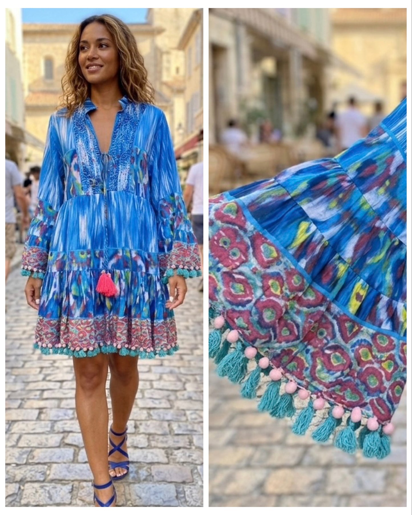 Robe ibiza bleu indigo convient du 40 au 46