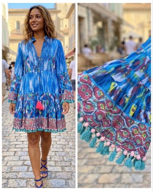 Robe ibiza bleu indigo convient du 40 au 46
